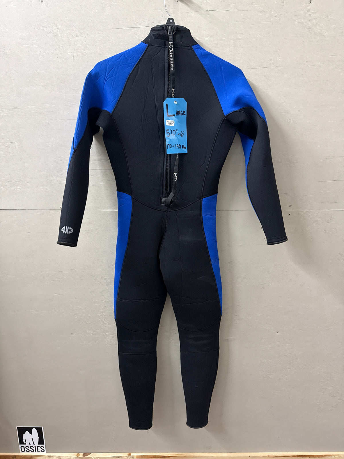 USED Men's 4/3MM H20 Odysea Wetsuit - Size L (5'10"-6'0" | 170-190 lbs) - Good