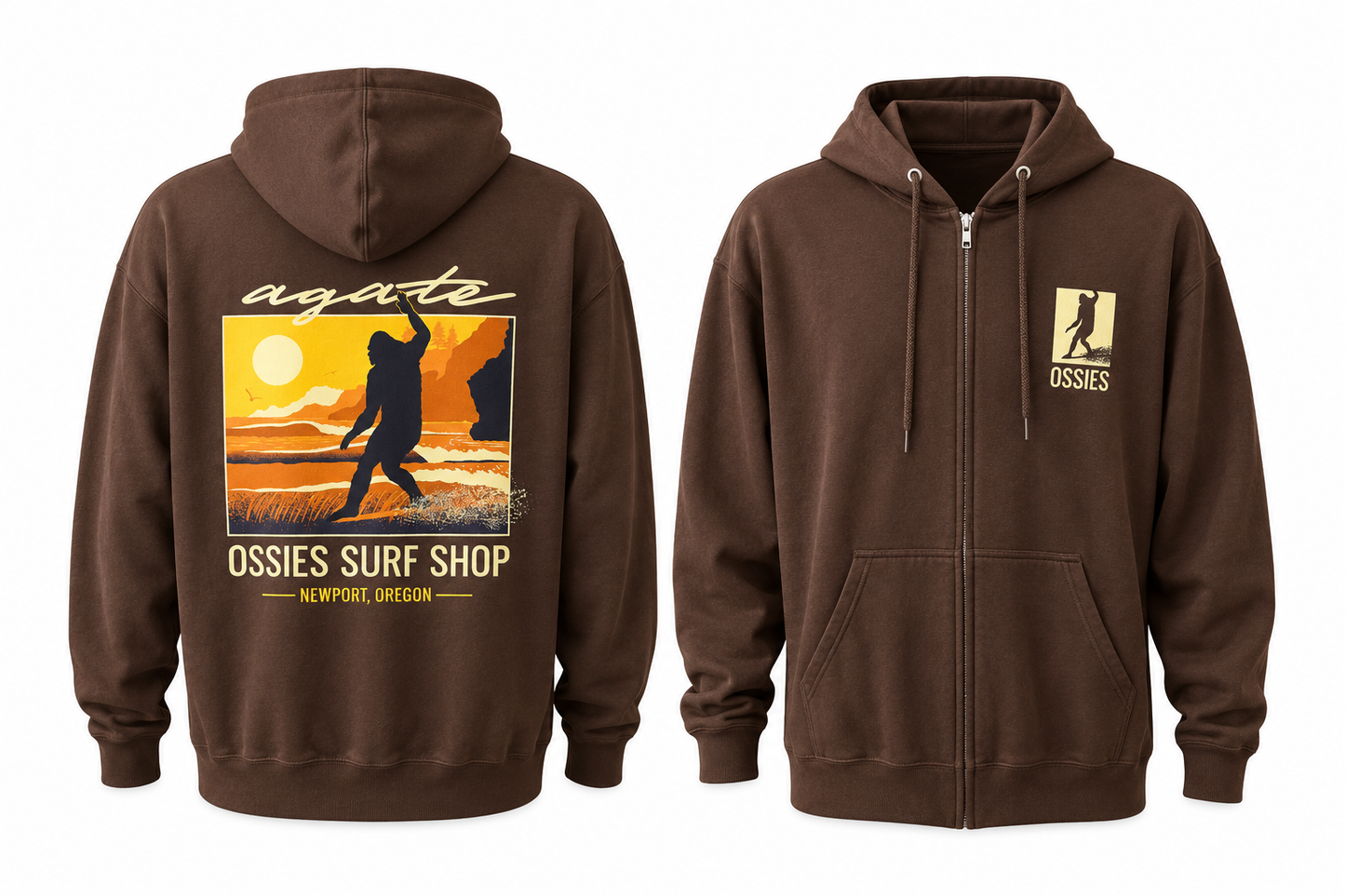 Agate Full Zip Hoodie Brown