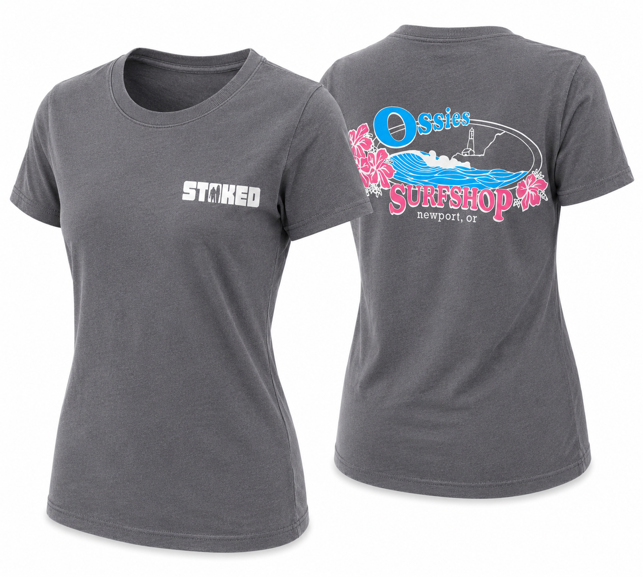 Womens Floral Tee Charcoal