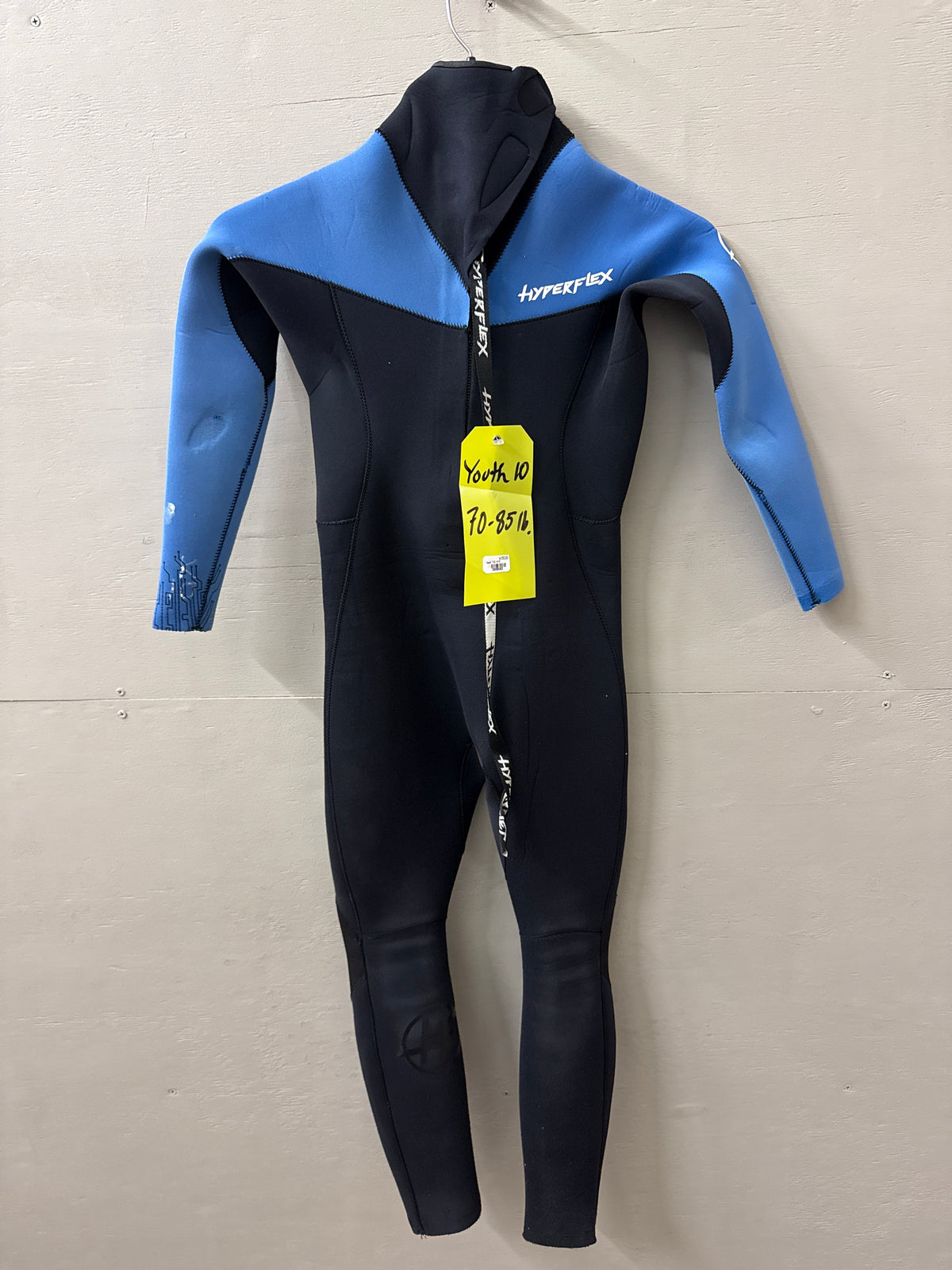 USED Youth 4/3MM Hyperflex Wetsuit - Size Youth 10 (4'7"–4'10" | 75–90 lbs) - Good