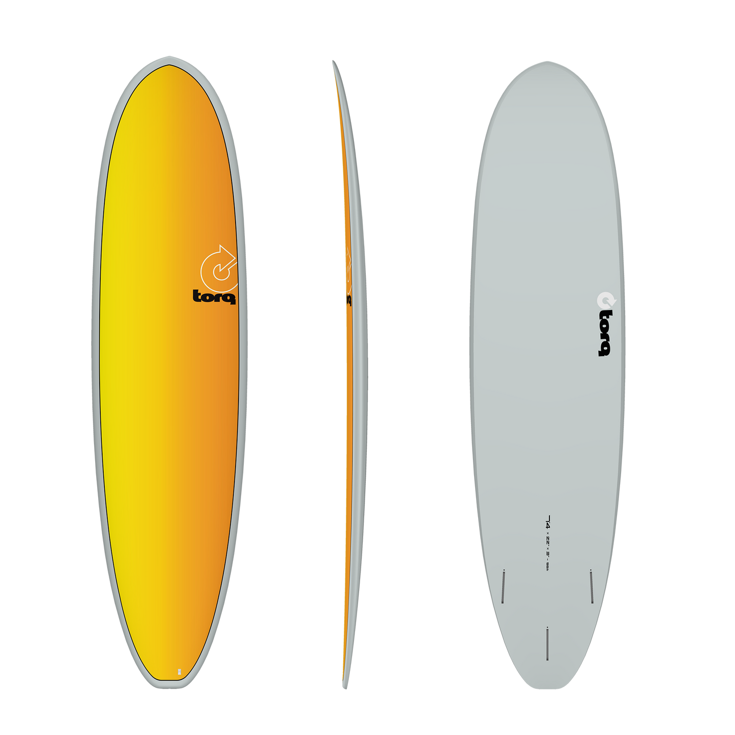 7'4 Torq Fun V+ Yellow Orange Fade