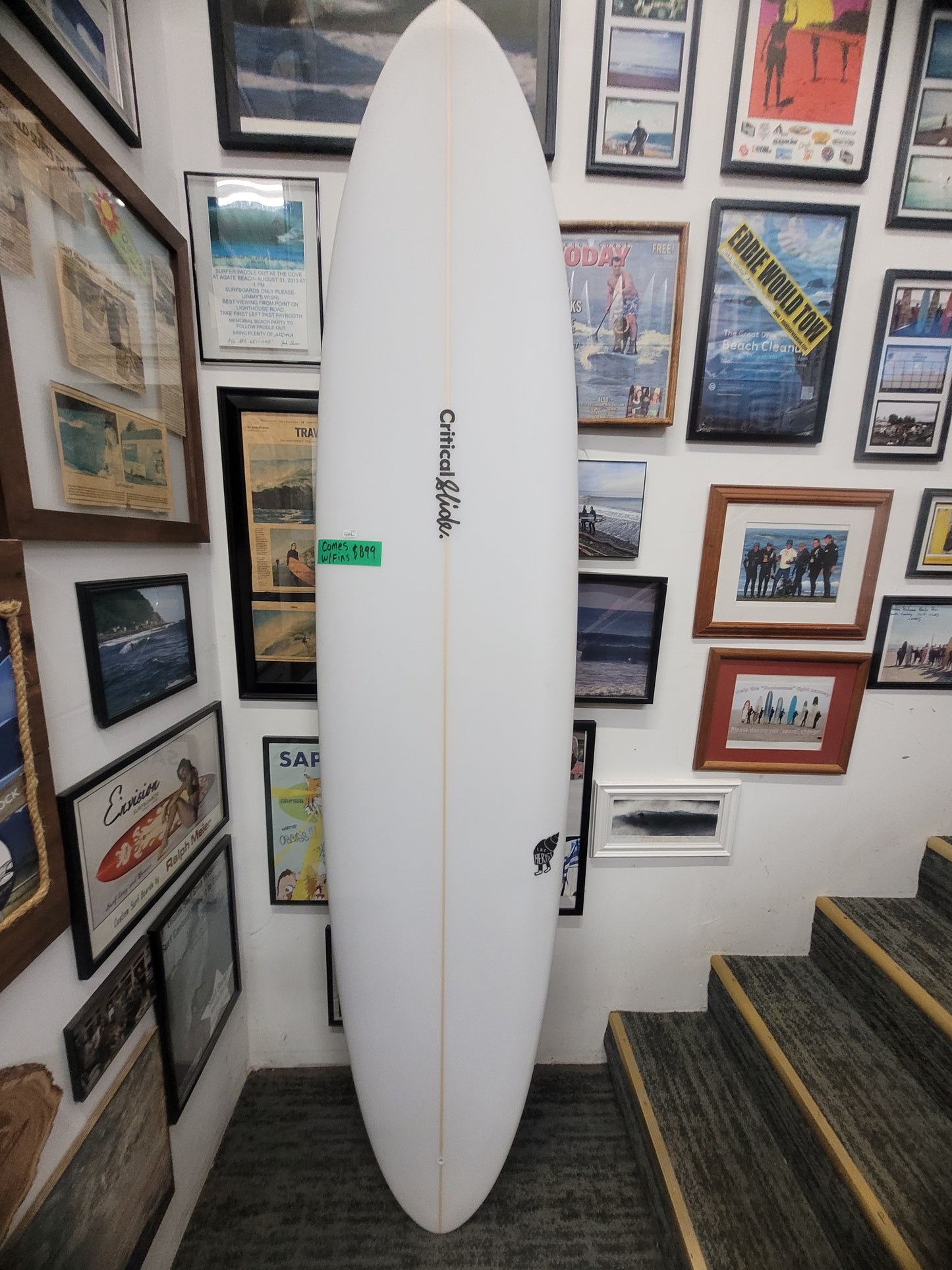 Critical Slide Hermit 8'0" X 22" X 3" | 61L | PU Surfboard - White Top Tan Bottom