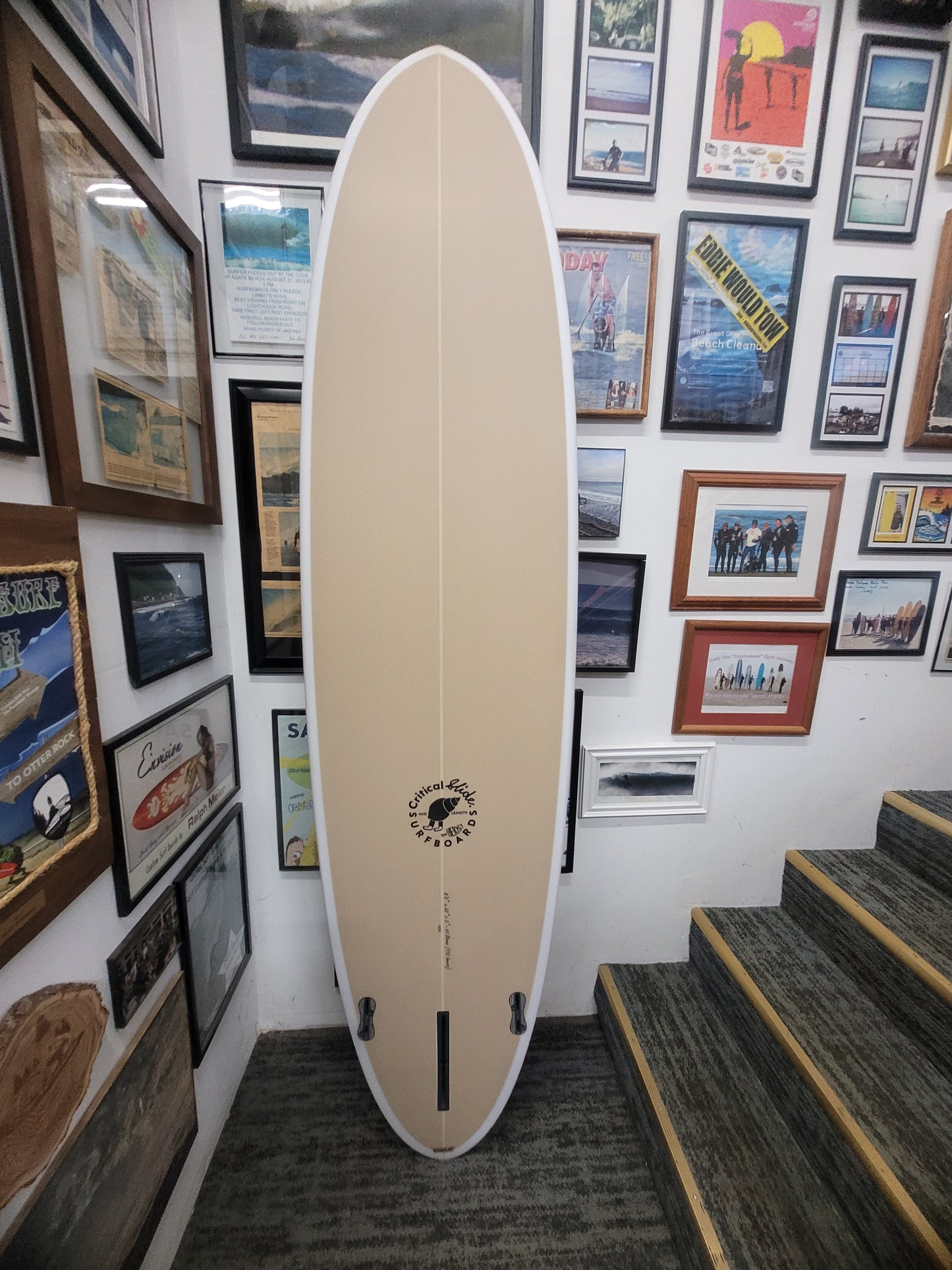 Critical Slide Hermit 8'0" X 22" X 3" | 61L | PU Surfboard - White Top Tan Bottom