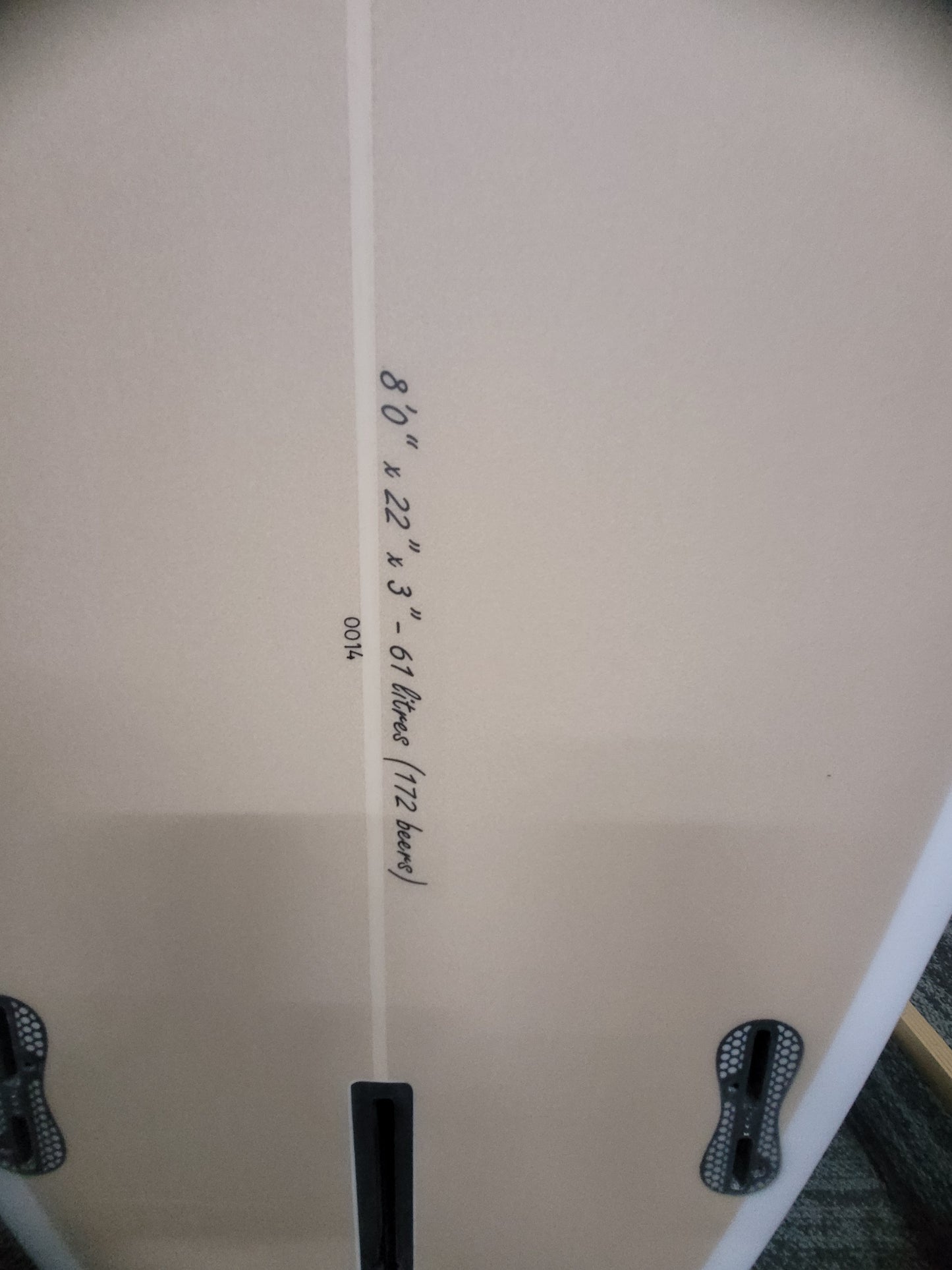 Critical Slide Hermit 8'0" X 22" X 3" | 61L | PU Surfboard - White Top Tan Bottom