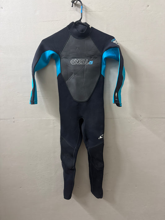 USED Youth 3/2MM Oneill Reactor Wetsuit - Size Youth 8 (4'4"–4'7" | 60–75 lbs) - Fair