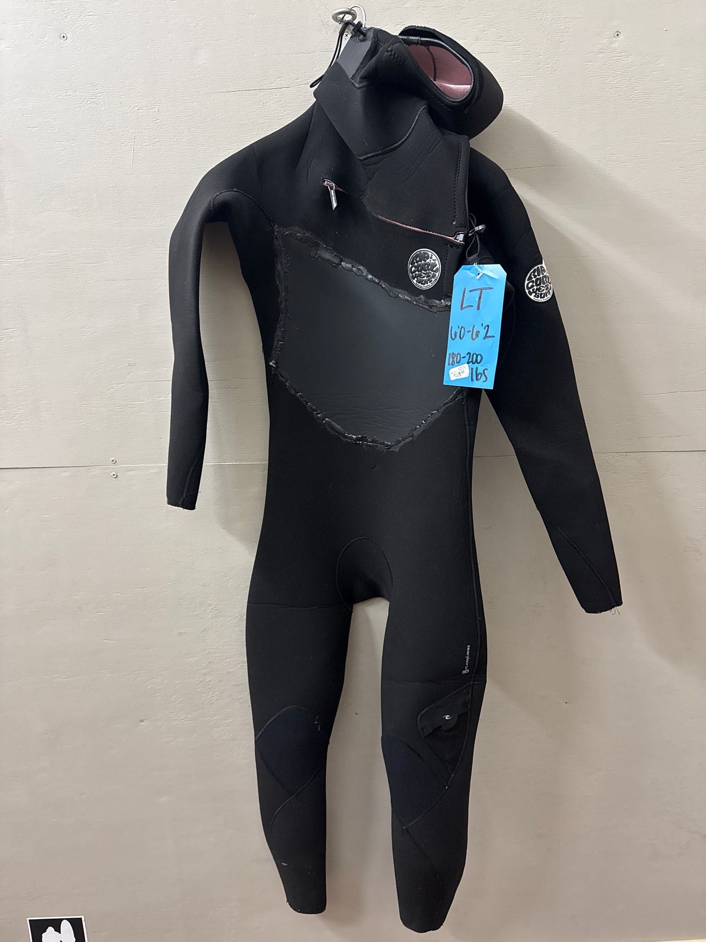 USED Mens 5/4MM Ripcurl Flashbomb Wetsuit - Size LT LT (6'0"-6'2" | 180-200 lbs) - Fair