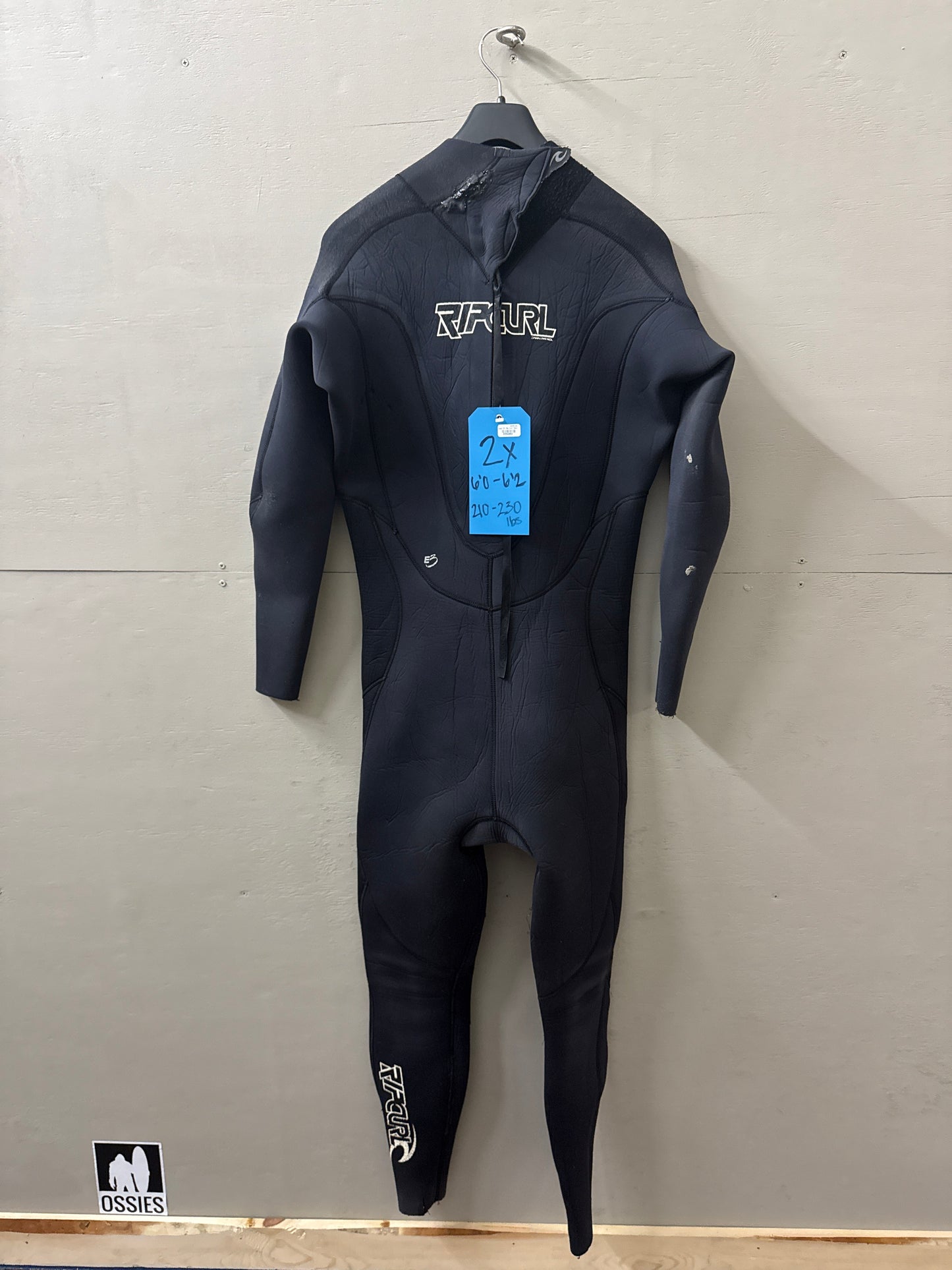 USED Men's 4/3MM Rip Curl Dawn Patrol Wetsuit - Size 2X (6'0"-6'2" | 210-230 lbs) - Fair