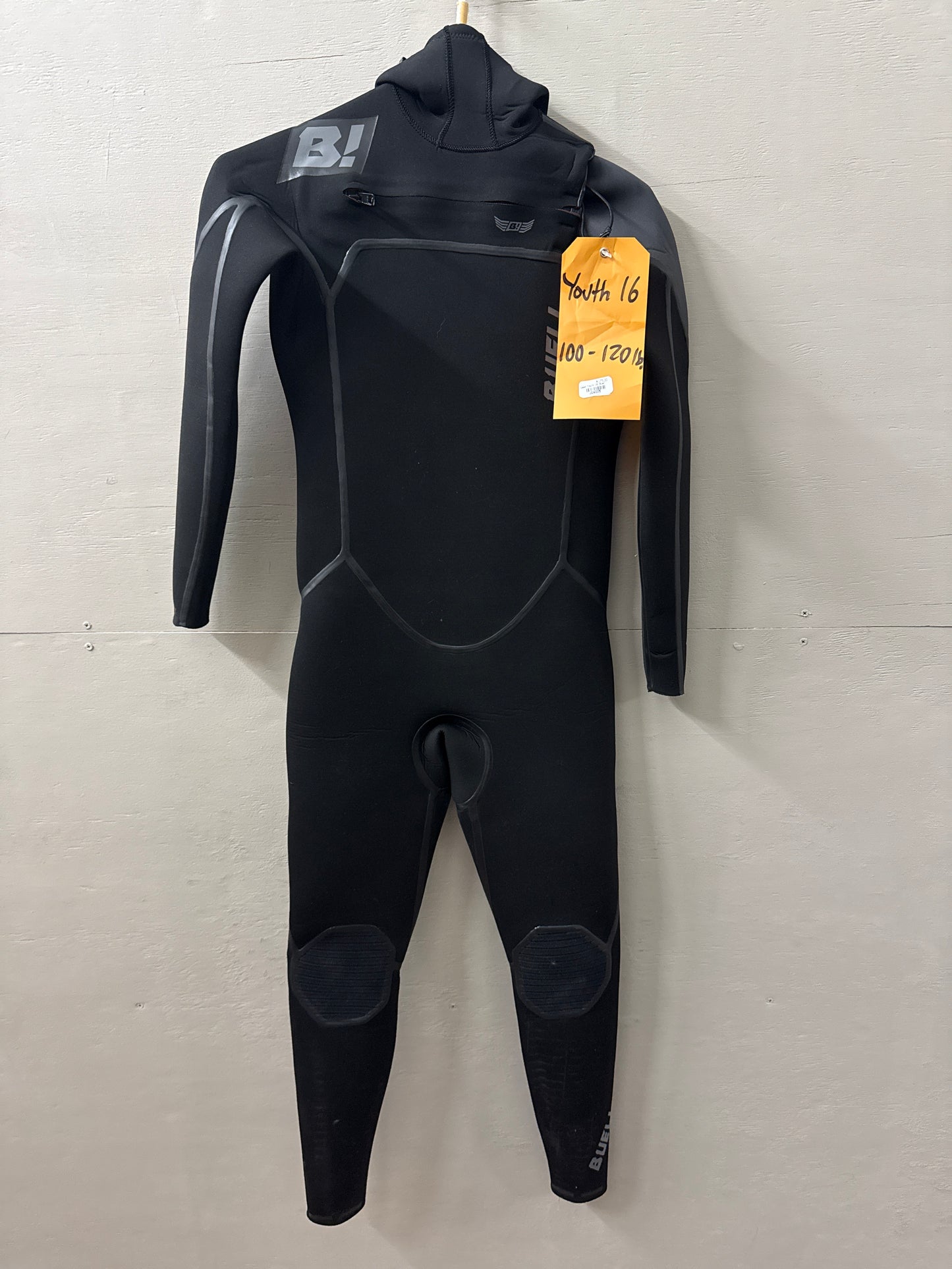 USED Youth 4/3MM Hooded RB2 Buell - Size 16 (5'4"–5'7" | 120–135 LBS) - Good
