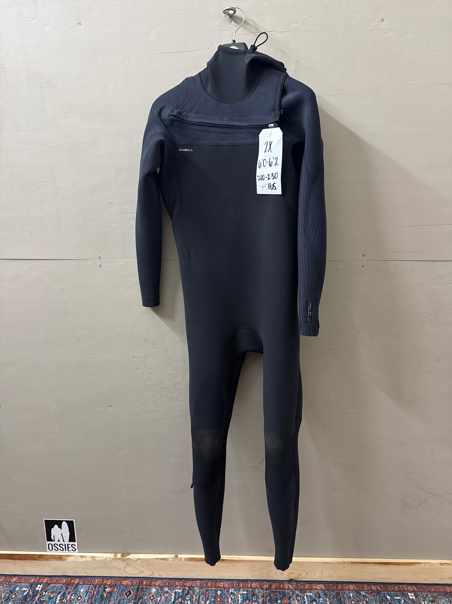 Used Mens 4/3MM Oneill Hyperfreak Wetsuit - Size 2X (6'0"-6'2" | 210-230 lbs) - Fair