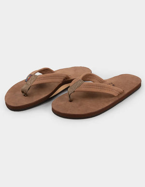 RAINBOW Single Layer Luxury Leather Flip Flops | Nogales Wood - Men's