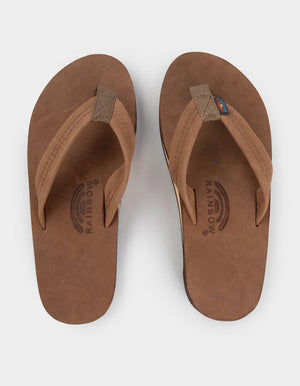 RAINBOW Single Layer Luxury Leather Flip Flops | Nogales Wood - Men's