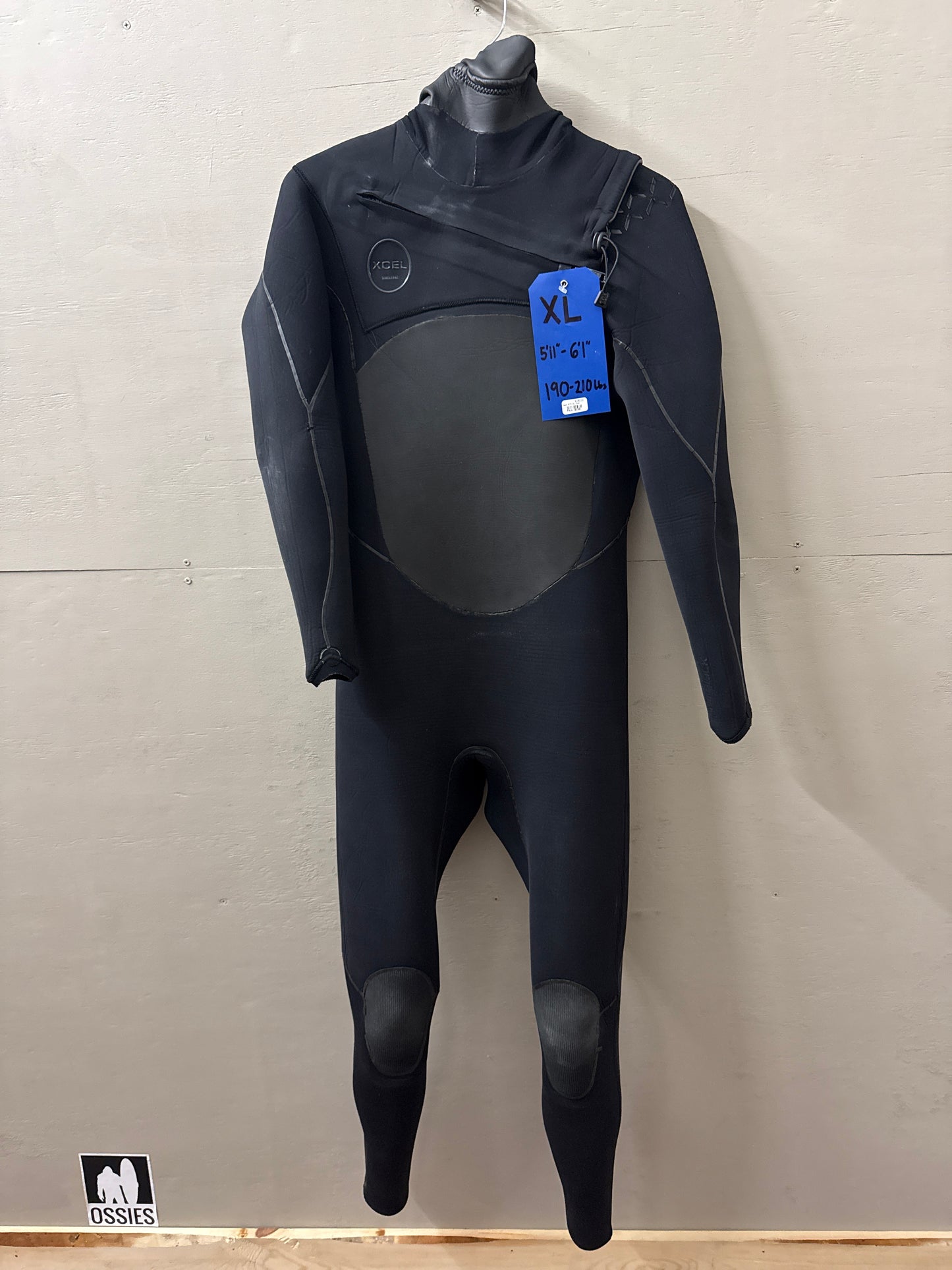 USED Mens 4/3MM Xcel Drylock Wetsuit - Size XL (6'0"-6'2" | 190-210 lbs) - Good