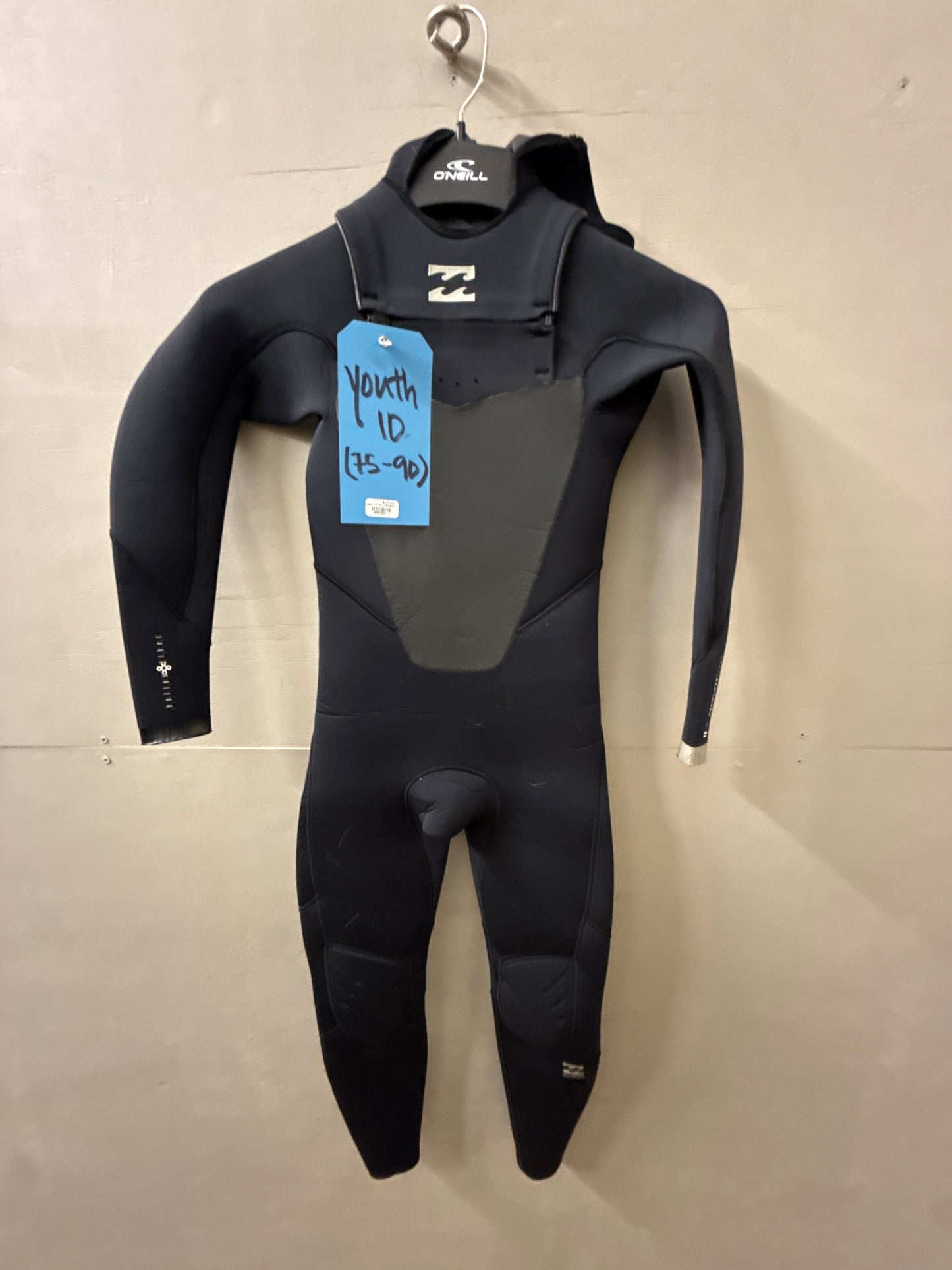 Used Youth 5/4MM Billabong Absolute Comp Hooded Wetsuit - Size 10 (4'7"–4'10" | 75–90 lbs) - Fair