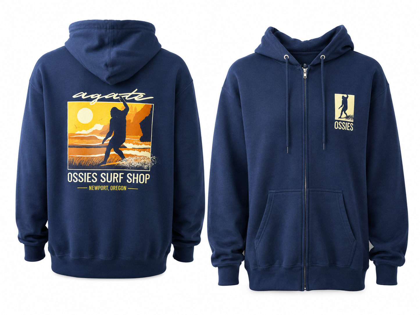 Agate Full Zip Hoodie Navy