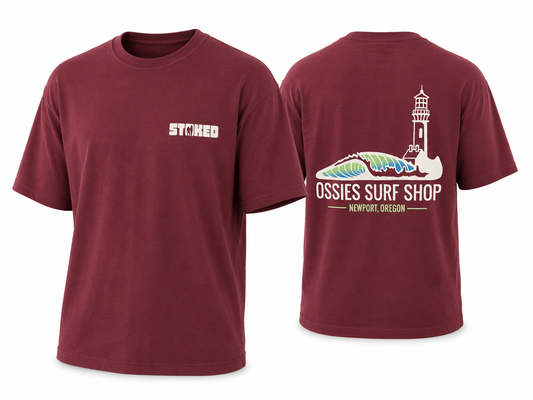 Ossies Lighthouse Tee Maroon