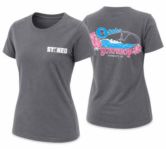 Womens Floral Tee Charcoal