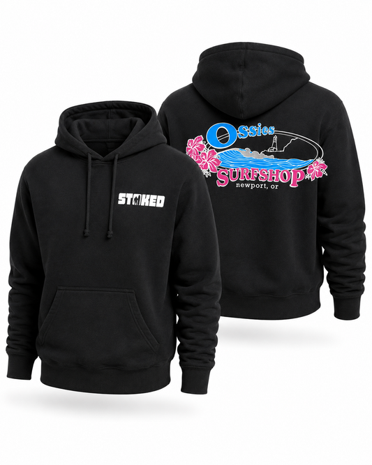 Ossies Stoked Floral Pullover Hoodie Black