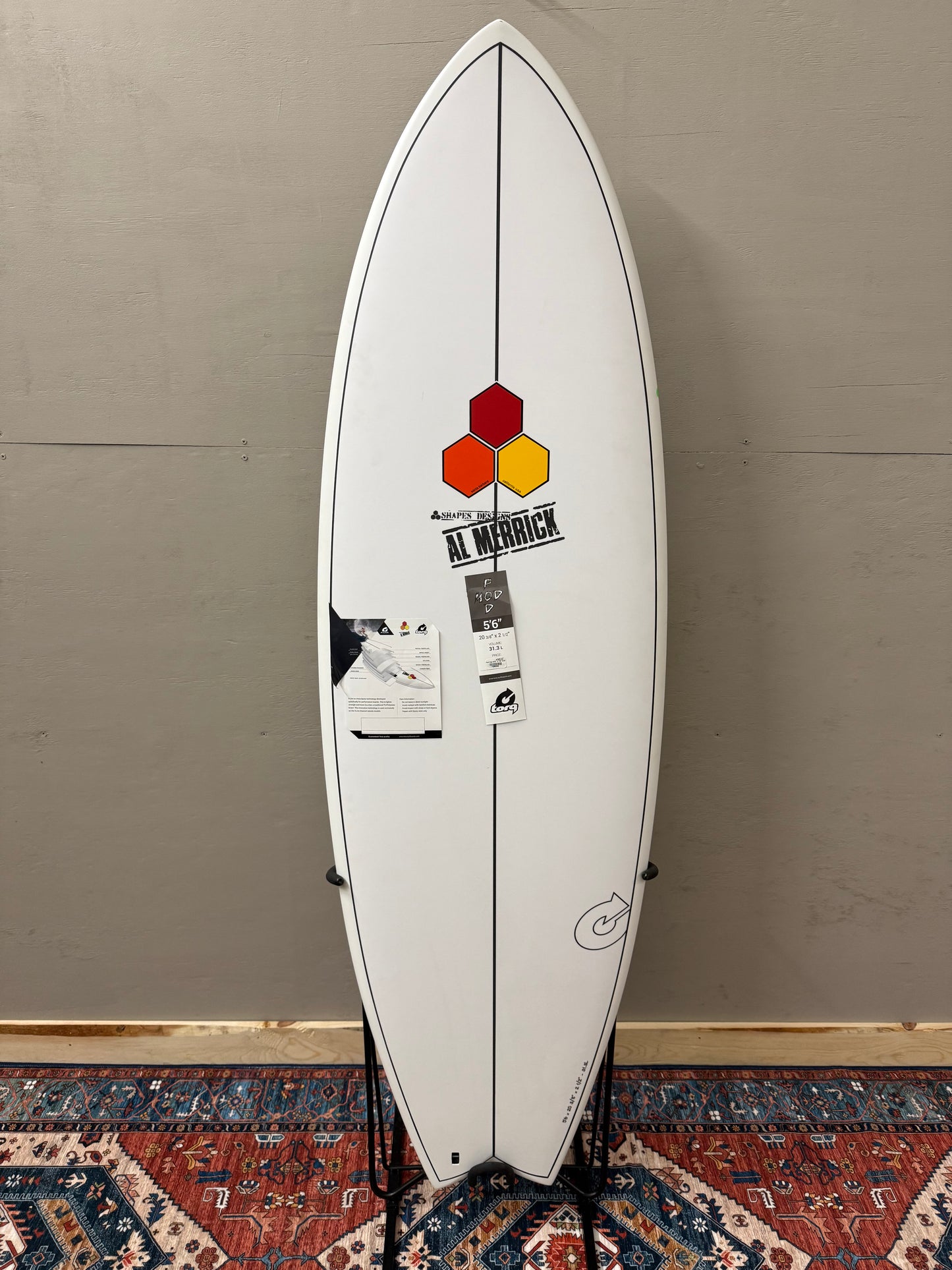 Channel Islands Torq Pod Mod 5'6" X 20 3/8" X 2 1/2" 31.3 Epoxy Surfboard - white