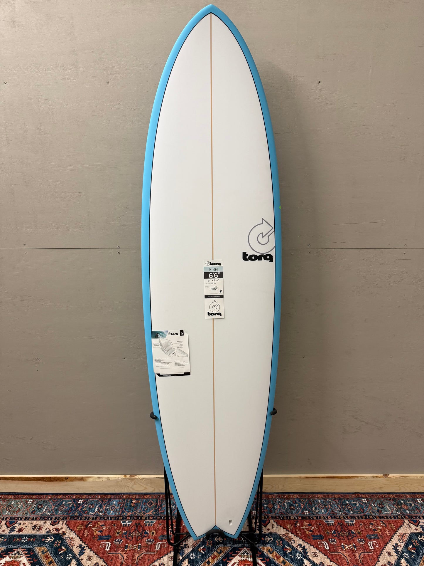 Torq Fish 6'6" X 21 X 2 ⁵/₈ | 37.6L | Epoxy Surfboard - Blue Rail