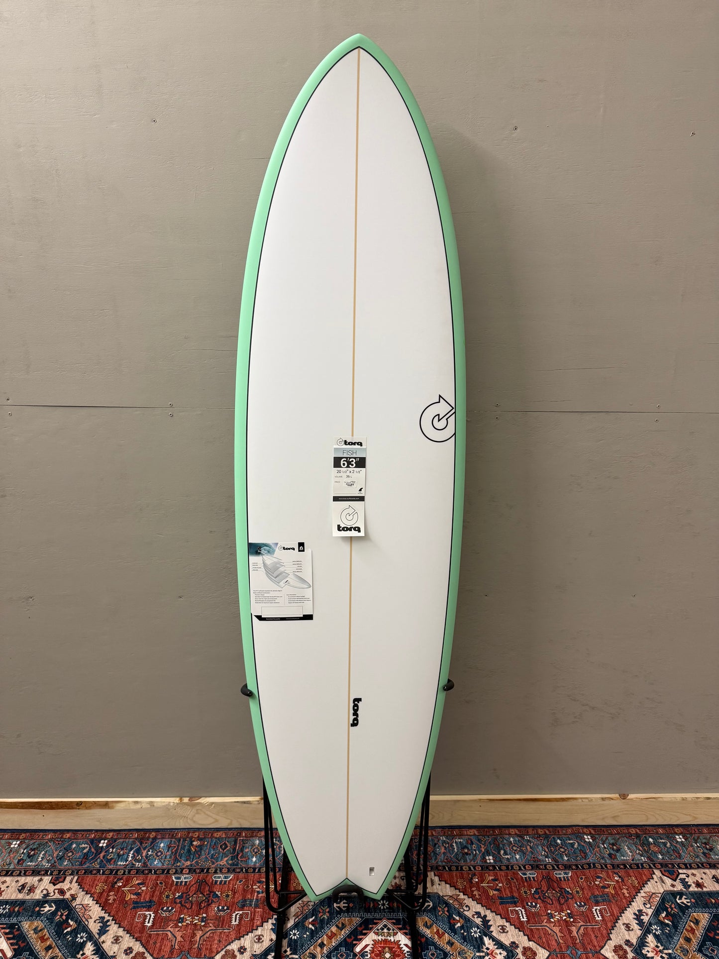 Torq Fish 6'3" X 20 ½ X 2 ⁵/₈ | 36L | Epoxy Surfboard- Sea Green Rail