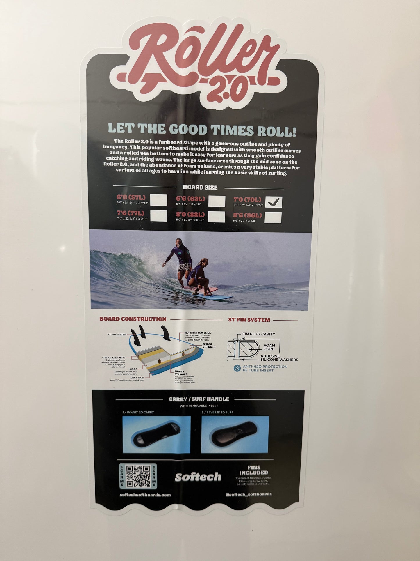 Softech Roller 2.0 7'0" X 22 ¹⁄₄ X 3 ⁷⁄₁₆ | 70L | Soft Surfboard
