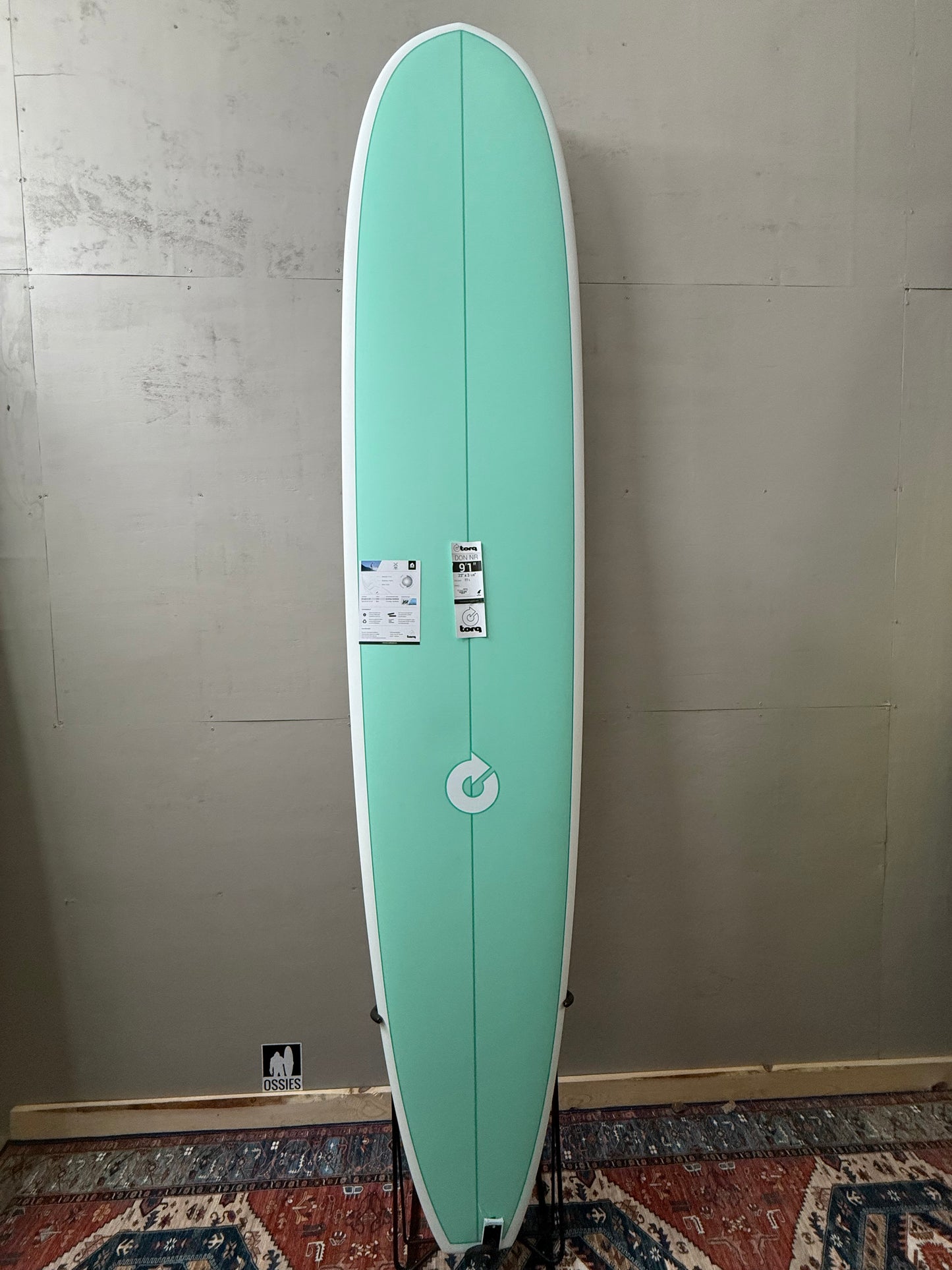 Torq Noserider Longboard 9'1" X 23" X 3 ⅛ | 77L | TET Epoxy Surfboard - Seagreen