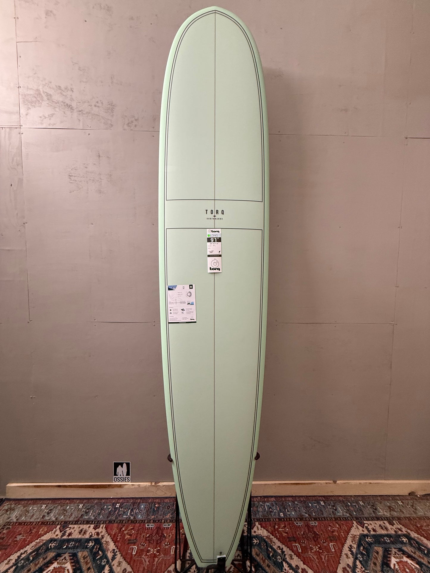Torq Noserider Longboard 9'1" X 23" X 3 ⅛ | 77L | TET Epoxy Surfboard - Palm Pattern