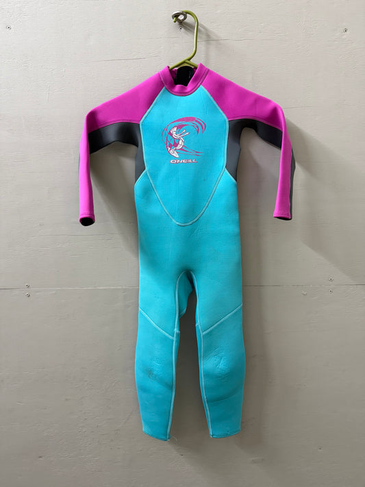 USED Youth 3/2MM Oneill Wetsuit - Size 4 (40-55 Lbs) - Good