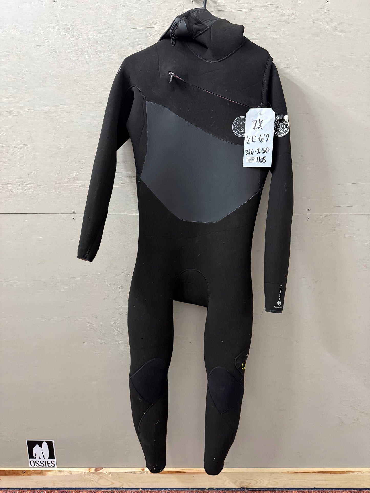 USED Men's 5/4MM Rip Curl Flashbomb Wetsuit - Size 2XL (6'0"-6'2" | 210-230 lbs) - LIKE NEW