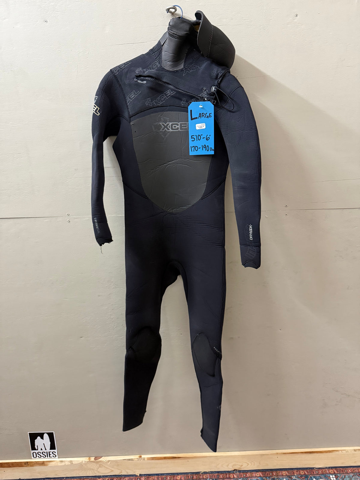 USED Men's 5/4MM Xcel Drylock Wetsuit - Size L (5'10"-6'0" | 170-190 lbs) - Fair