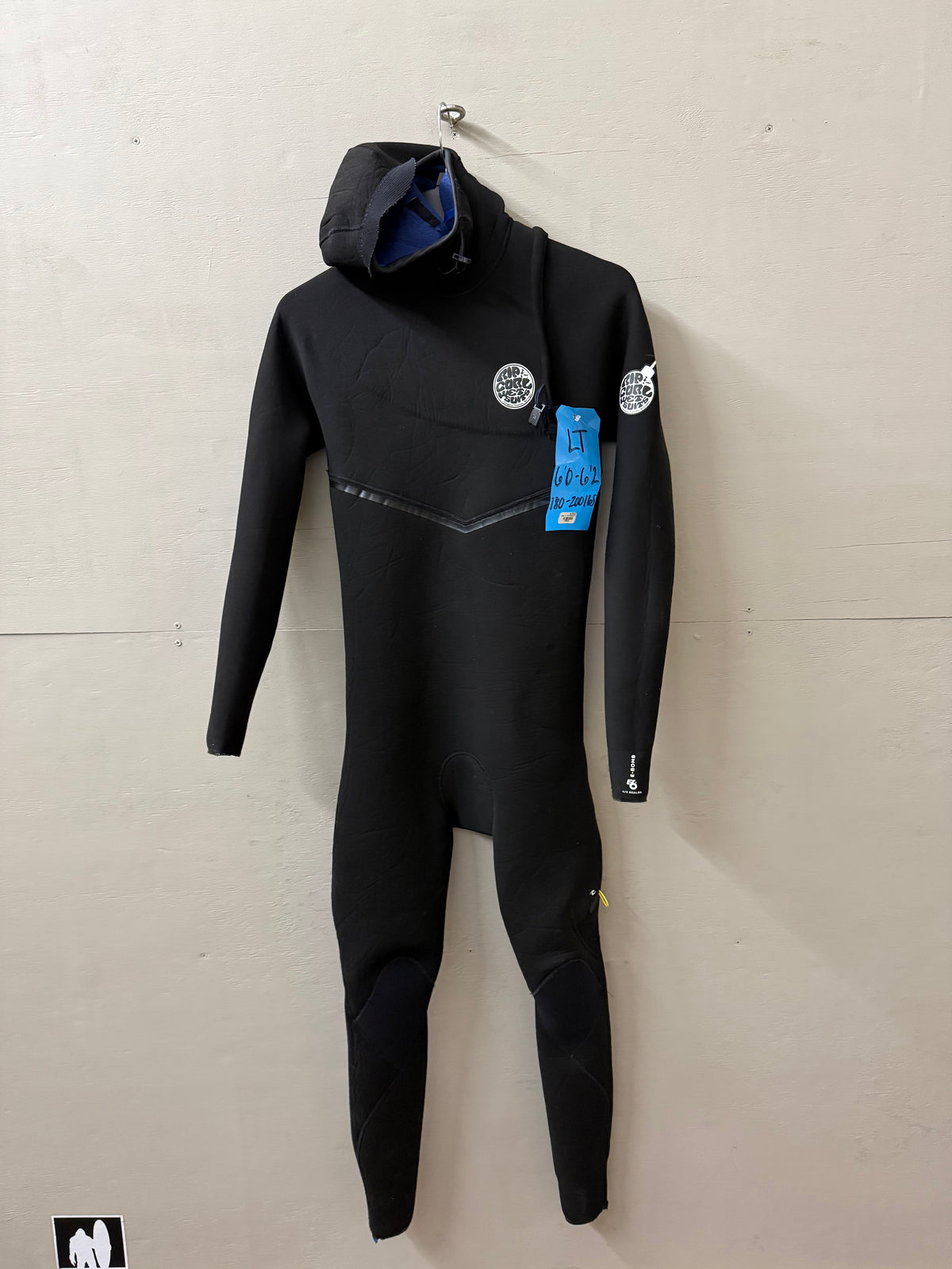 USED Men's 4/3MM Ripcurl E Bomb Wetsuit - Size LT (6'0"-6'2" | 180-200 lbs) - Good