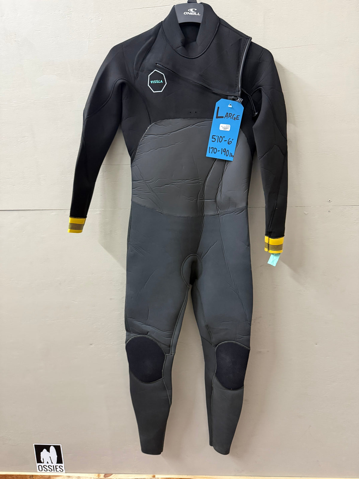 USED Men's 4/3MM Vissla Wetsuit - Size L (5'10"-6'0" | 170-190 lbs) - Good