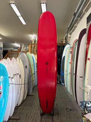 Kenny Loggins Model by Ryan Leboss 10' X 23" X 3 ⅛ | Fiberglass Surfboard - Gray w/ Red