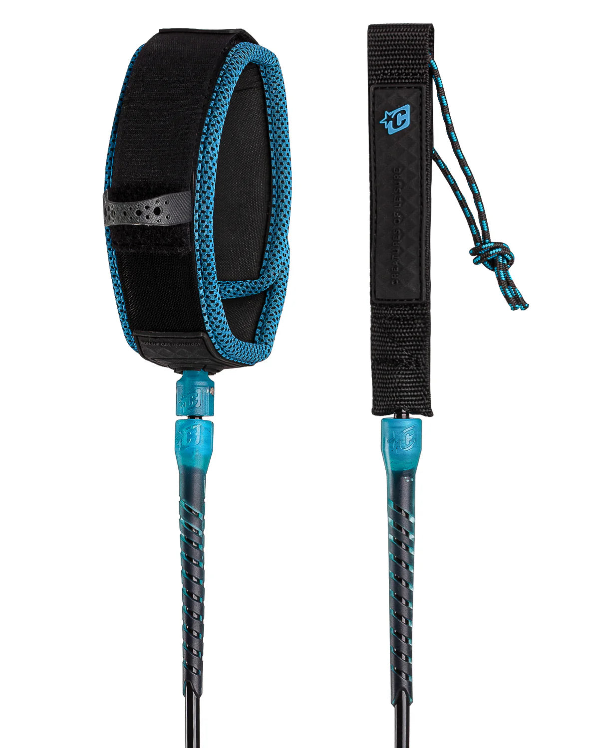 Creatures of Leisure 9FT Longboard Calf Leash Black Cyan