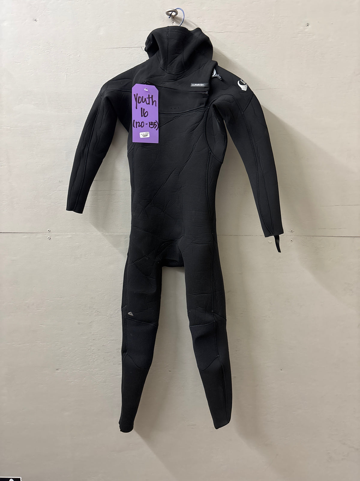 USED Youth 4/3MM Quiksilver Wetsuit - Size Youth 16 (5'4"–5'7" | 120–135 lbs) - Good