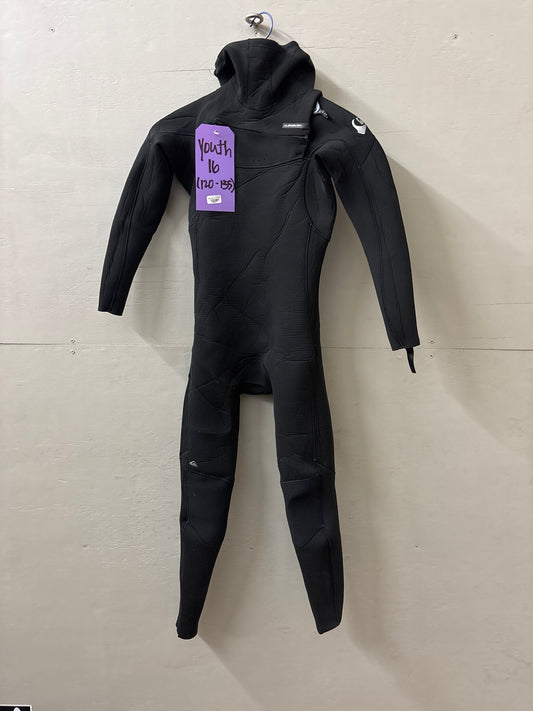 USED Youth 4/3MM Quiksilver Wetsuit - Size Youth 16 (5'4"–5'7" | 120–135 lbs) - Good