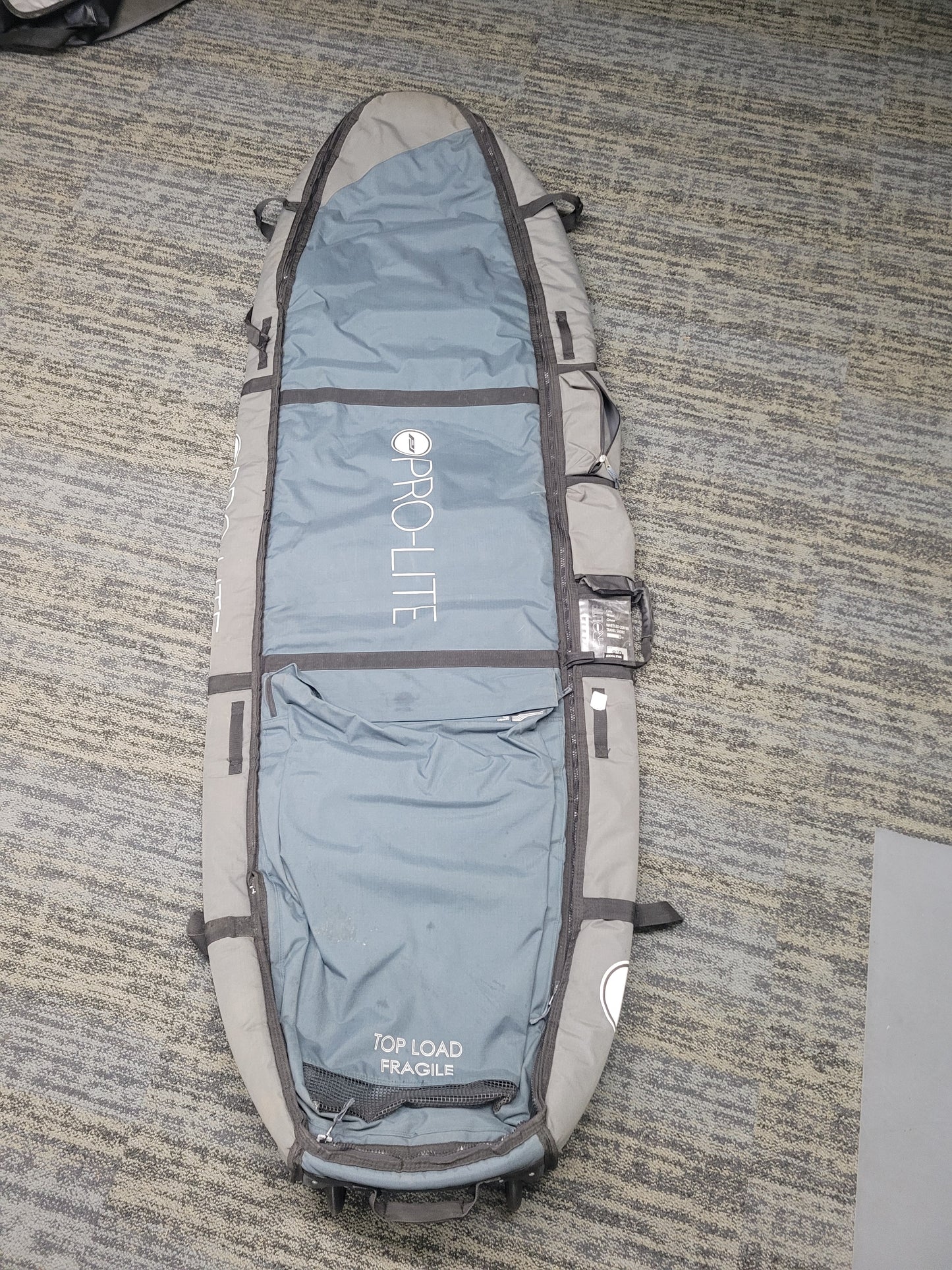 Used 8'0 Prolite Wheeled Surfboard Coffin Bag hold 3-4 boards